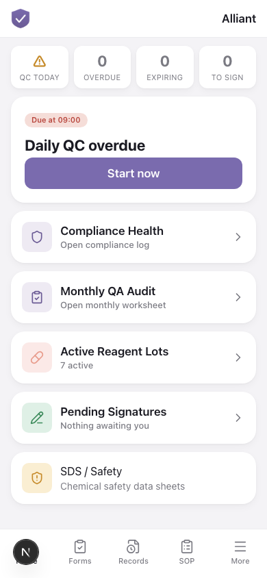 MohsBinder bottom tab navigation shown on a phone